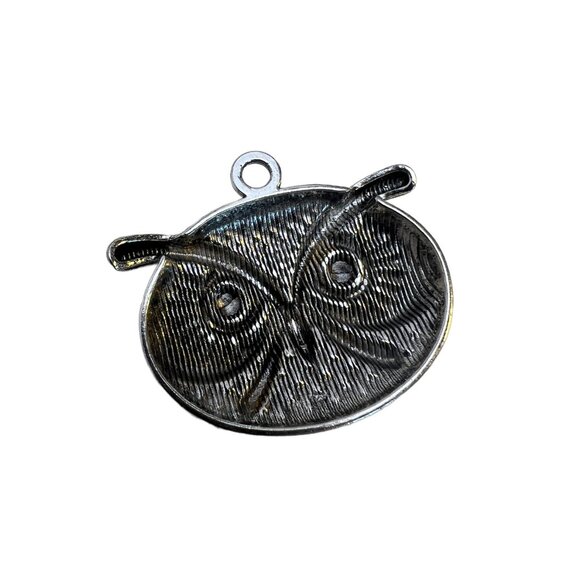 8 Owl Face Charms Pendants Antique Silver Tone Jewelry Making Supplies - Picture 4 of 7